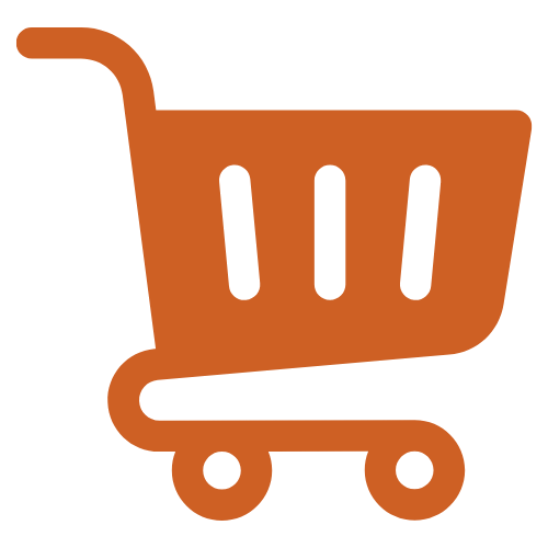 Orange shopping cart icon on a green background