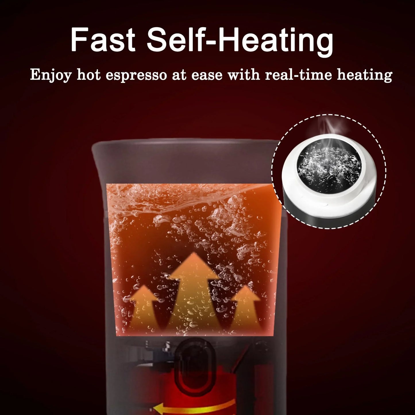 Portable Espresso Maker with fast self-heating function for hot espresso without extra equipment