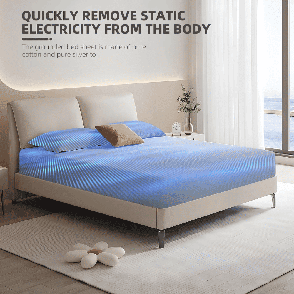 Grounding Bed Sheet designed to reduce static electricity with conductive silver fiber technology