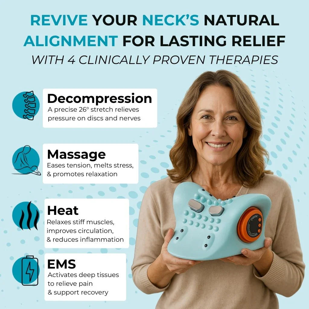 Cervical Neck Massager with heat, EMS, massage and decompression support for daily neck comfort