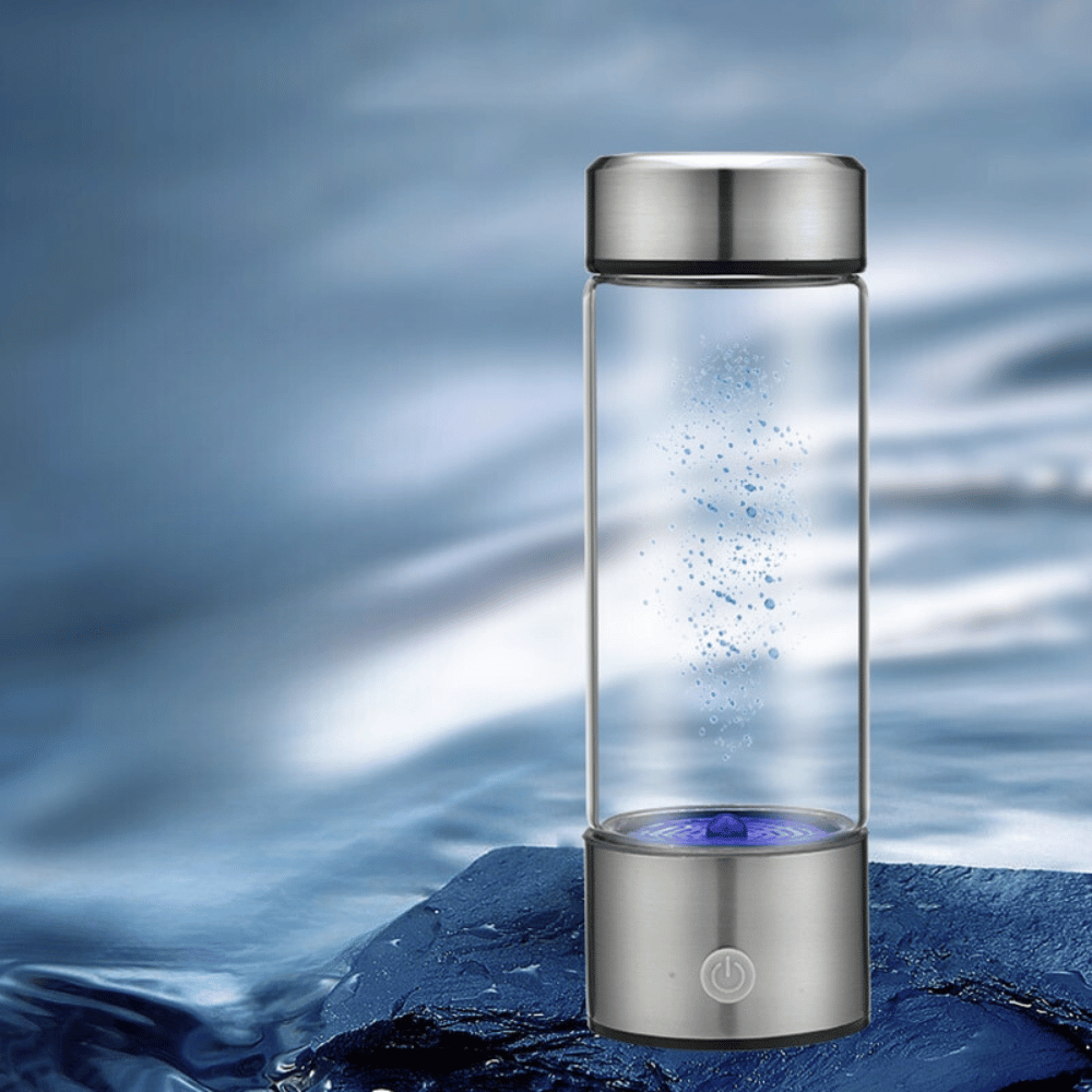 Hydrogen Water Bottle with bubbling water effect and stainless steel base for fresh hydration anytime
