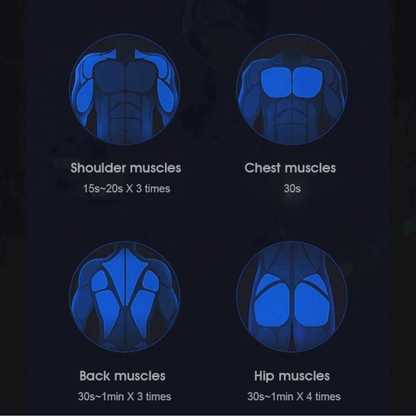 Muscle with exercise durations on a dark background