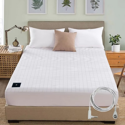 White Grounding Bed Sheet with grounding cord and deep pocket design for bedroom use