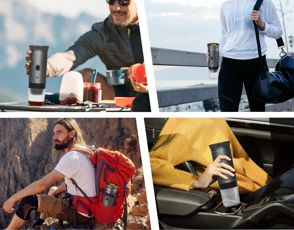 Portable Espresso Maker for travel, camping and car use with compact design for fresh coffee anywhere